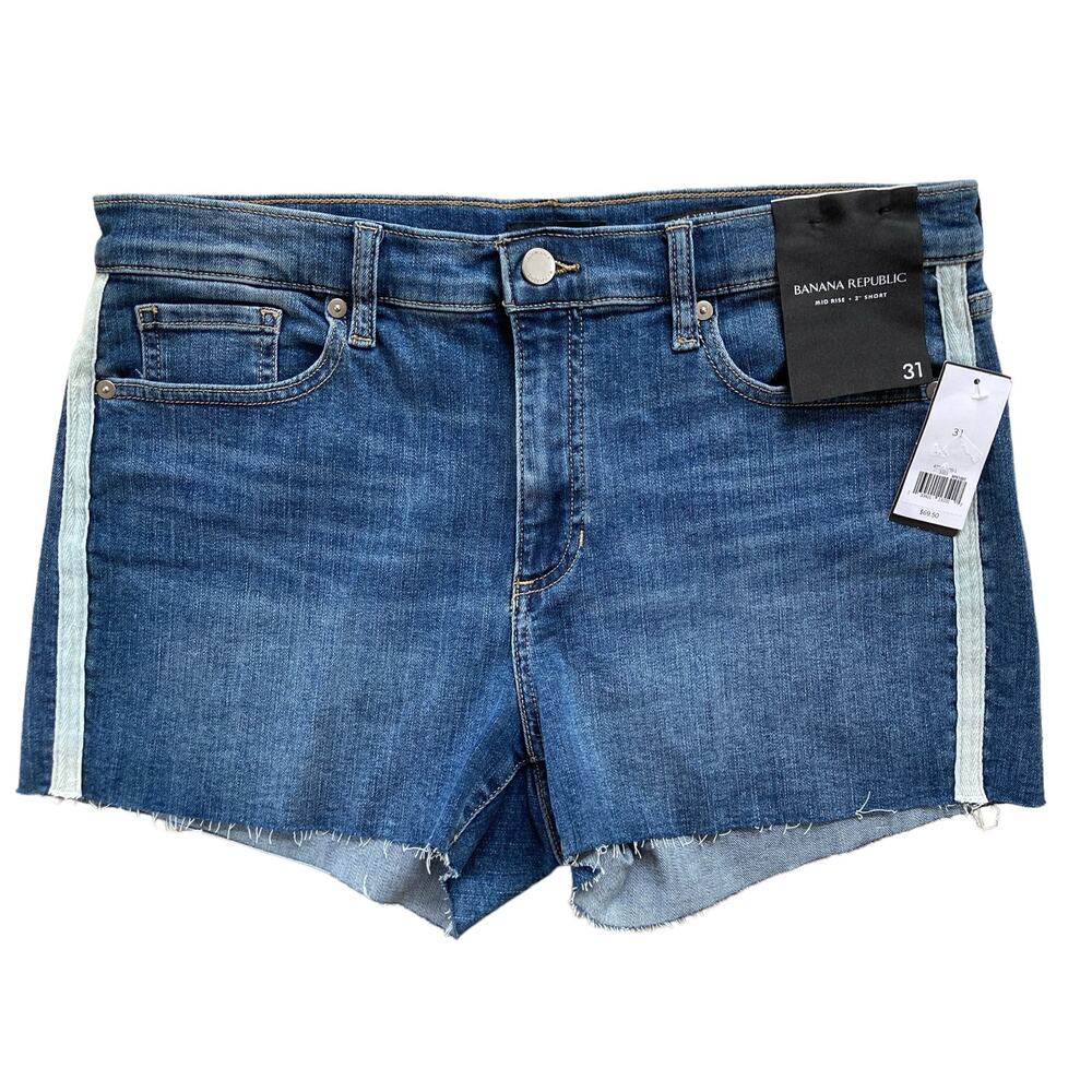 NWT Banana Republic Cut-Off Mid-Rise 3" Denim Short Size 31 Medium Wash